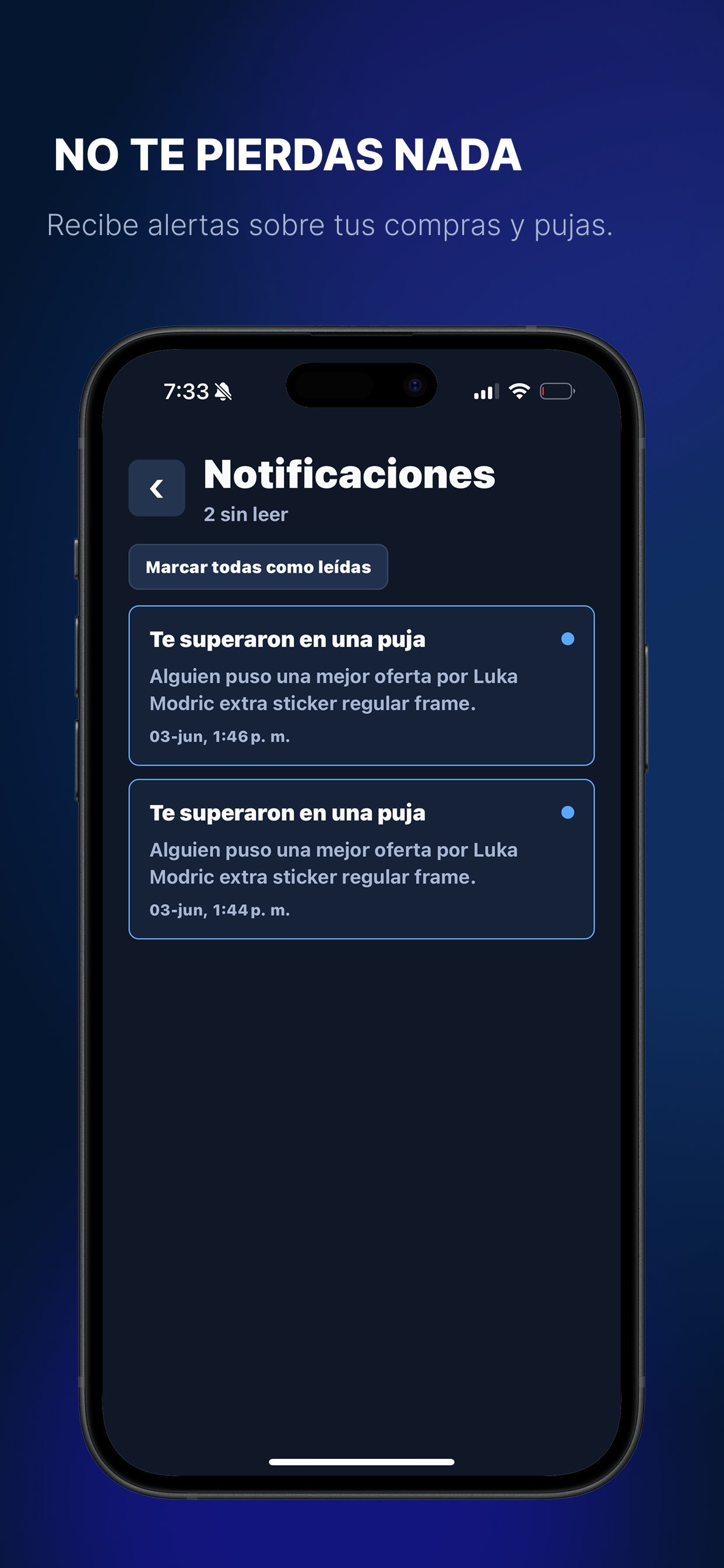 Notificaciones de Sticker Market